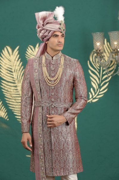 Iconic Mauve Pink Designer Traditional Banarasi Kurta Pajama Set for Festive Celebrations Kurta Pajama Wholesale