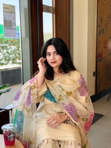 Iconic Off White Natural Crepe Farshi Salwar Suit with Organza Dupatta Printed For Party Wear Ready To Wear Collection