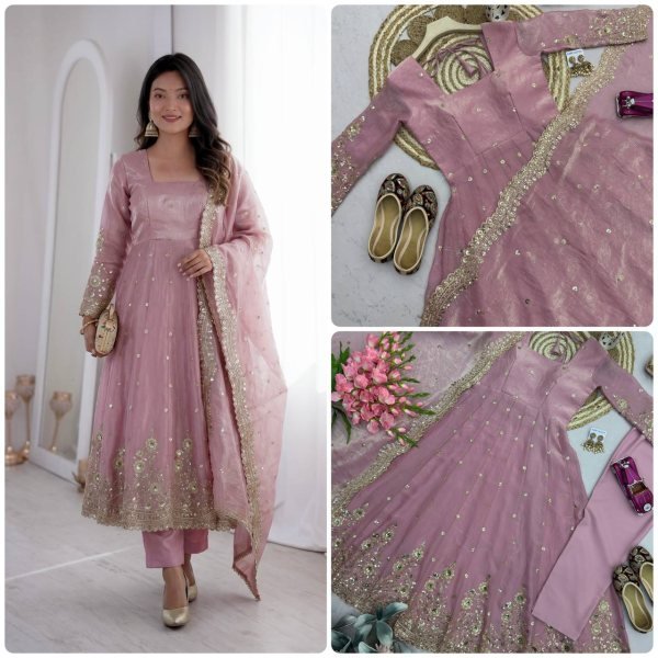 Iconic Pastel Pink Premium Ready to Wear Embroidered Gown Set for Women Collection Ready To Wear Collection