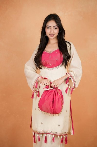 Iconic Pink Designer Pure Cosmos Palazzo Set with Bustier for Women CO ORD Sets