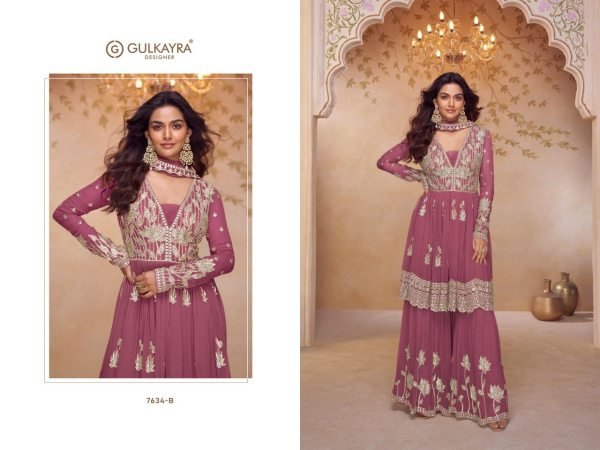 Iconic Pink Designer Real Chinon Three Piece Suit with Front and Back Embroidery Designer Plazzo Salwar Suits Wholesale