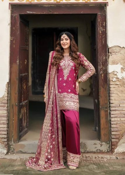 Iconic Pink  Kurta Set with Sequence Farshi Salwar and Butterfly Net Dupatta with Sequence 4 Side Lace Work Border Ready To Wear Collection