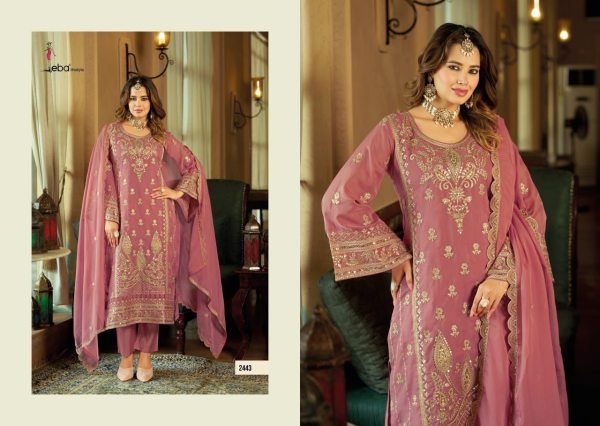 Iconic Pink Soft Organza Suit Set with Heavy Embroidery and Silk Bottom Pakistani Suits Wholesale
