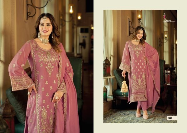 Iconic Pink Soft Organza Suit Set with Heavy Embroidery and Silk Bottom Pakistani Suits Wholesale