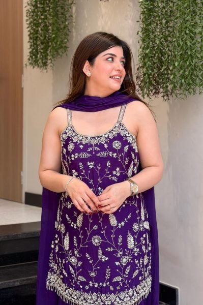 Iconic Purple Boutique Style Chinnon Kurti Collection with Designer Dupatta 3 Piece Kurti Set