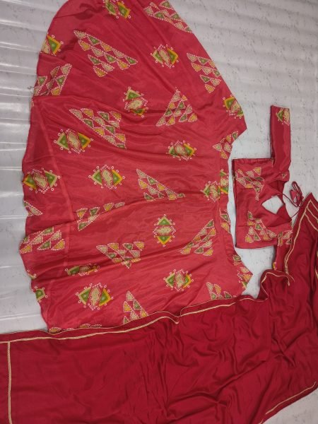 Iconic Red Designer Chinon Silk Lehenga with Heavy Can-Can and 4 Meter Flair Designer Lehenga Choli