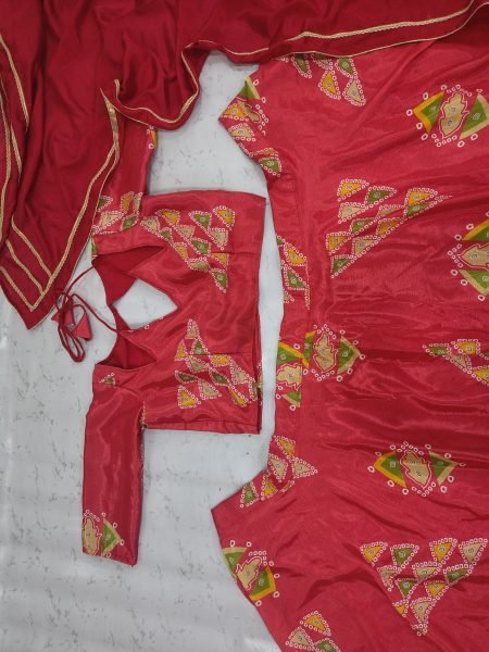 Iconic Red Designer Chinon Silk Lehenga with Heavy Can-Can and 4 Meter Flair Designer Lehenga Choli