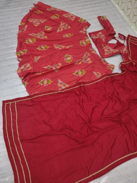 Iconic Red Designer Chinon Silk Lehenga with Heavy Can-Can and 4 Meter Flair Designer Lehenga Choli