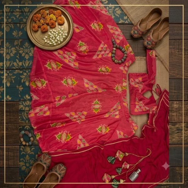 Iconic Red Designer Chinon Silk Lehenga with Heavy Can-Can and 4 Meter Flair Designer Lehenga Choli
