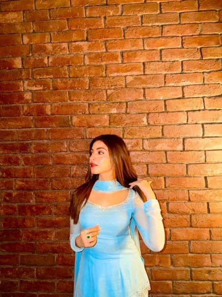 Iconic Sky Blue Designer Faux Georgette Embroidered Top with Bootcut Palazzo at Wholesale Rate Ready To Wear Collection