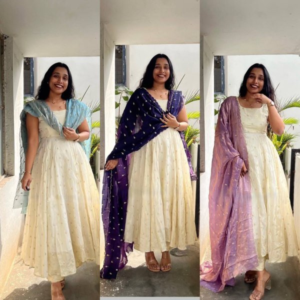 Iconic Sky Blue Dupatta Chinnon Silk Heavy Sequence Work Gown with Silk Dupatta for Boutique Collectior Kurti With Dupatta Wholesale