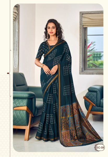 Iconic Teal Blue Designer Plain Cotton Silk Saree for Everyday Wear Cotton Sarees Wholesale