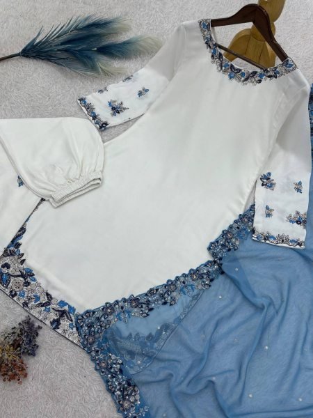 Iconic White Heavy Rayon Cotton Palazzo Suit Set for Women Festive Wear Ready To Wear Collection