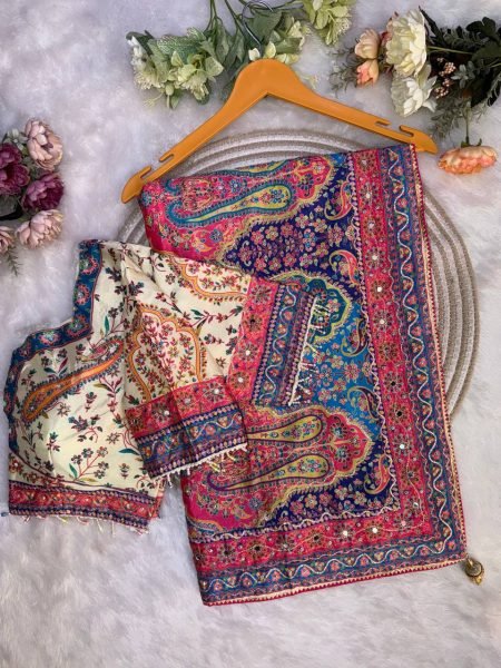 Iconic White Soft Chinnon Saree with Handcrafted Mirror and Zari Work for Wedding Printed Cotton Sarees Wholesale