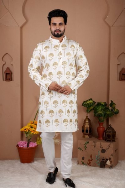 Iconic White Stylish Silk Kurta Pajama Set for Festive Collection at Manufacturer Price Kurta Pajama Wholesale