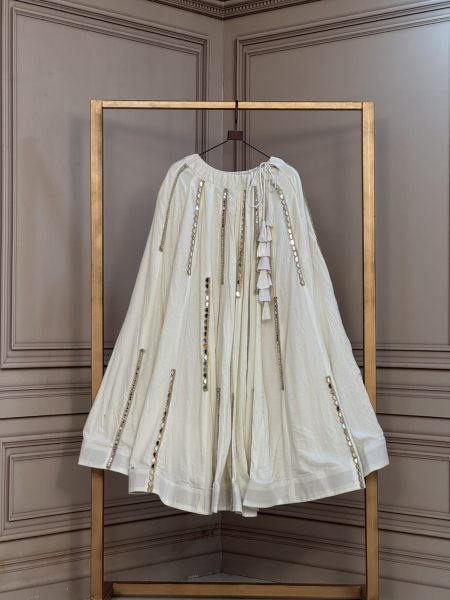 Iconic White Traditional Rayon Lehenga with Mirror Lace Work and Tassel Detail Shop by Occasion