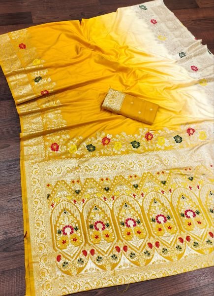 Iconic Yellow Festive Collection Dolla Silk Saree with Elegant Self Weaving Design Silk Sarees Wholesale