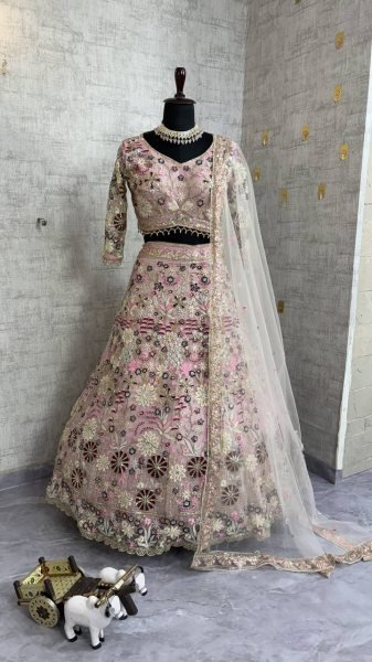 Imperial Ruby Soft Net Bridal Lehenga with Heavy Sequins Work Designer Lehenga Choli