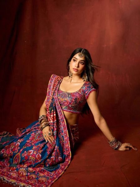 Impressive Blue Soft Chinnon Saree with Gold Zari Real Mirror at Wholesale Rate Sarees 