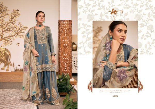 Impressive Grey Designer Heavy Fendy Silk Plazo Suit Set with Fancy Lace Dupatta Designer Plazzo Salwar Suits Wholesale
