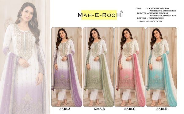 Impressive Pink Crunchy Suit with Designer Embroidery for Celebrations Churidar Salwar Suits Wholesale