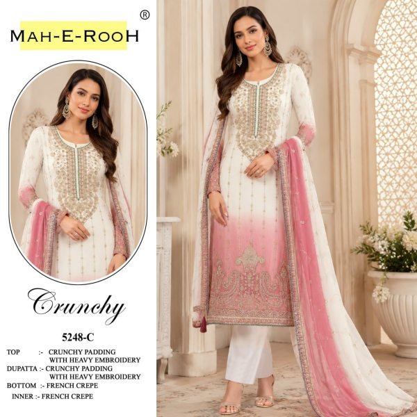 Impressive Pink Crunchy Suit with Designer Embroidery for Celebrations Churidar Salwar Suits Wholesale