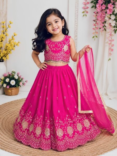 Impressive Pink Designer Sindur Silk Lehenga Set with Net Silk Dupatta At Wholesale Rate Kurtis