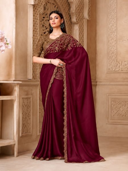 Impressive Rani Pink Premium Silver Screen Saree Collection with Stylish Fabric Finish Sarees 