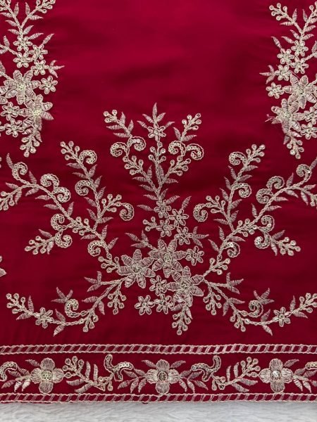 Impressive Red kurta Intricate Thread with Sequnce work Plazoo and dupatta with fancy lace detailing Ready To Wear Collection