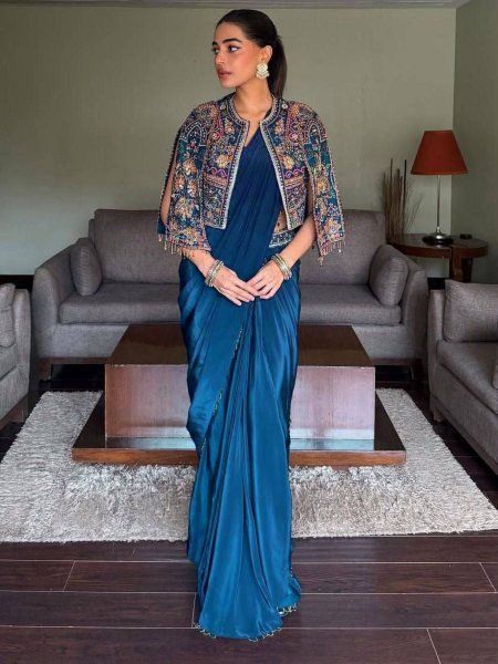 Impressive Teal Blue Designer Chinon Silk Lehenga Saree with Handmade Fancy Lace Jacket Wholesale Sarees Suppliers in Turkey