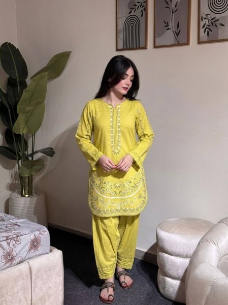 Impressive Yellow Short Kurti Cod set Collection For Bulk Discount Wholesaler  Ready To Wear Collection