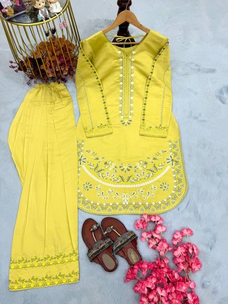 Impressive Yellow Short Kurti Cod set Collection For Bulk Discount Wholesaler  Ready To Wear Collection
