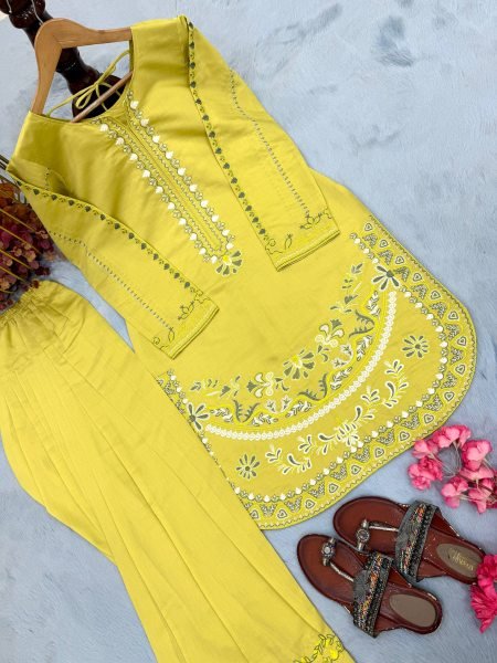 Impressive Yellow Short Kurti Cod set Collection For Bulk Discount Wholesaler  Ready To Wear Collection