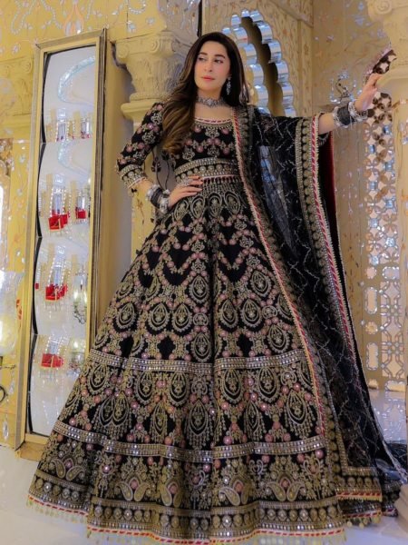 In Best Quility Black Color Embroidered Lehenga Choli  Bridal Lehenga Choli