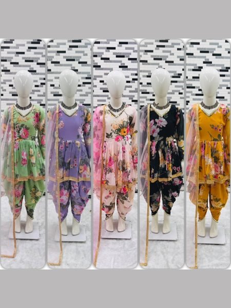 In New Designe Georgette Kids Dhoti Salwar Suits Collection  Girls Wear