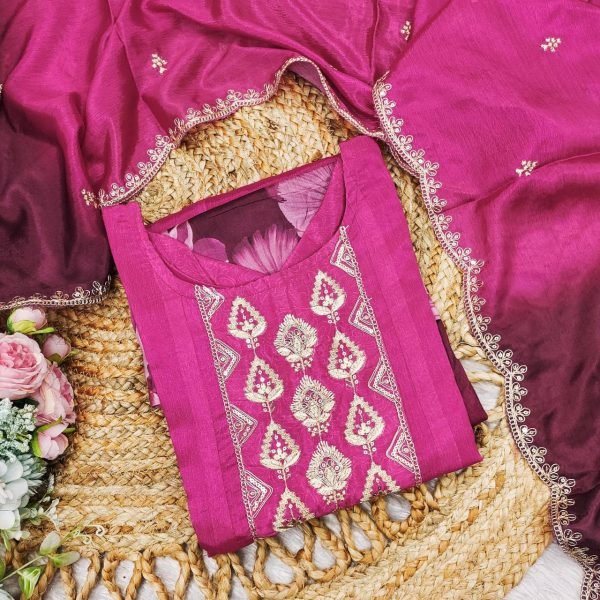 Indian Heavy Embroidery Chinon Anarkali Kurta With Beautiful Dupatta For Women Anarkali Kurtis 