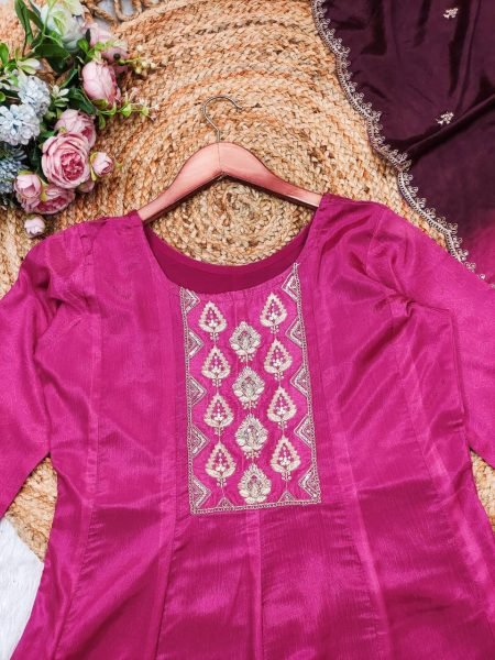 Indian Heavy Embroidery Chinon Anarkali Kurta With Beautiful Dupatta For Women Anarkali Kurtis 