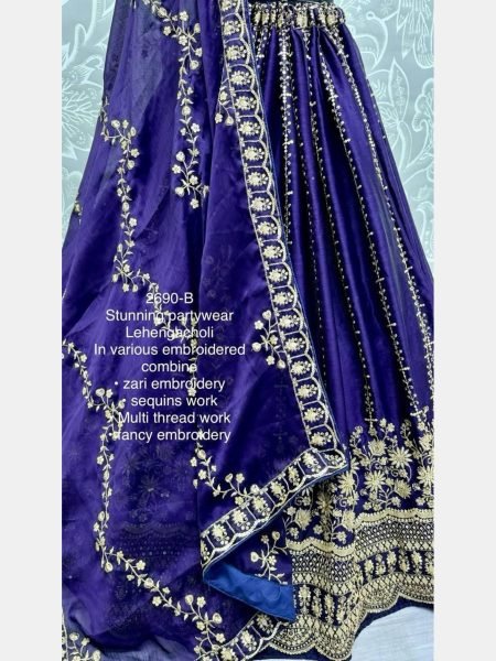Indigo blue Color Bridal Special Satin Chiffon Lehenga Choli Manfacture in surat Gujarat  Bridal Lehenga Choli