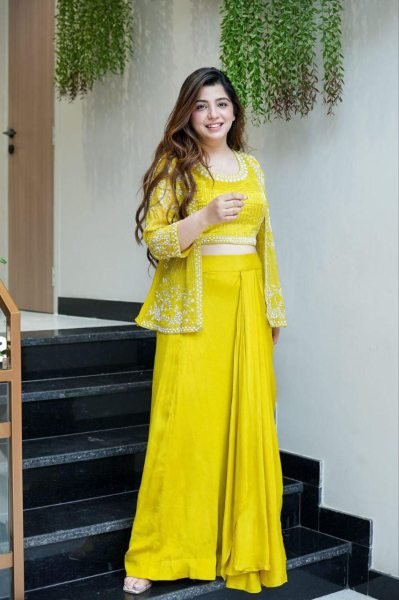 Indo Western 3Pc Draped Dhoti Set with Embroidered Blouse   Koti Ready to Wear Haldi Function Outfit at Best Wholesale Price Ready To Wear Collection