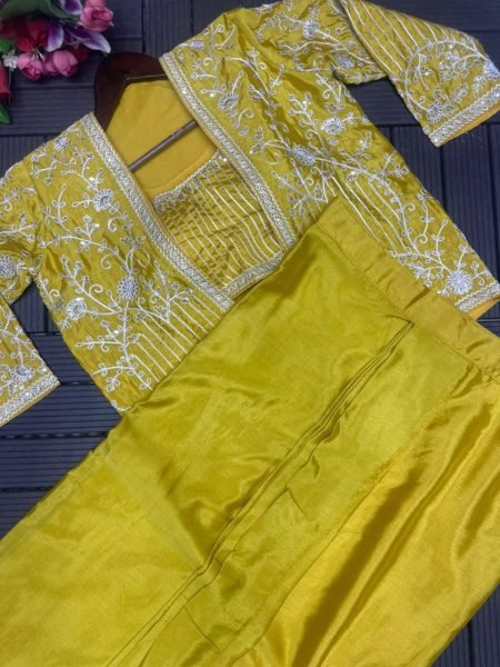 Indo Western 3Pc Draped Dhoti Set with Embroidered Blouse   Koti Ready to Wear Haldi Function Outfit at Best Wholesale Price Ready To Wear Collection