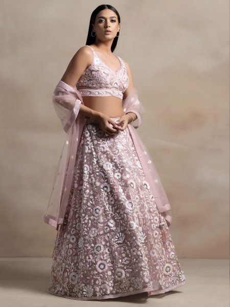 Ingenious Baby Pink Boutique Collection Embroidered Lehenga at Wholesale Rate Bridal Lehenga Choli