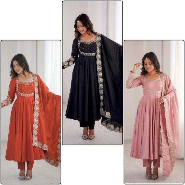 Ingenious Black Roman Silk Gown with Embroidery Sequence Work For Festival Collection Ready To Wear Collection