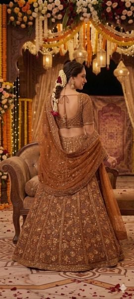 Ingenious Brown Butterfly Net Lehenga Choli with Heavy Glass Sequins Work at Wholesale Rate Designer Lehenga Choli
