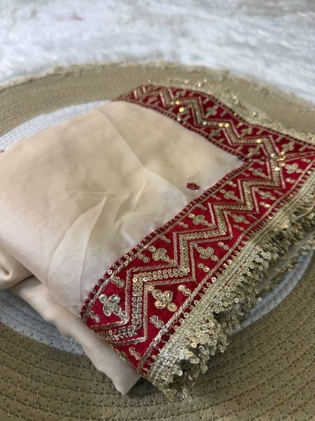 Ingenious Cream Designer Rangoli Silk Saree with Embroidered Contrast Blouse Silk Sarees Wholesale