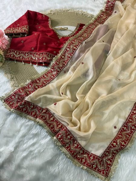Ingenious Cream Designer Rangoli Silk Saree with Embroidered Contrast Blouse Silk Sarees Wholesale