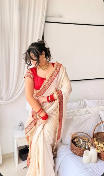 Ingenious Cream Designer Rangoli Silk Saree with Embroidered Contrast Blouse Silk Sarees Wholesale