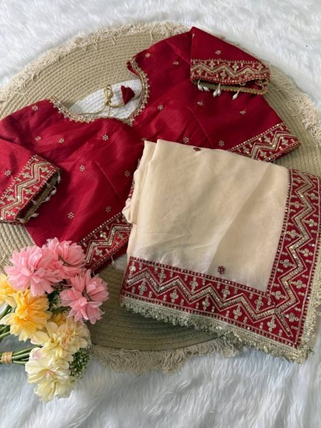 Ingenious Cream Designer Rangoli Silk Saree with Embroidered Contrast Blouse Silk Sarees Wholesale