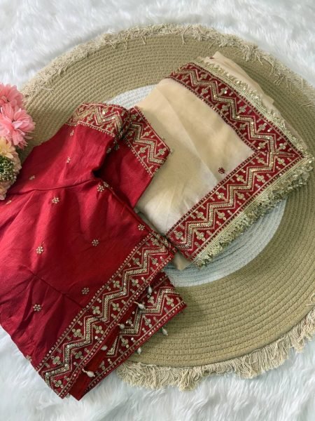 Ingenious Cream Designer Rangoli Silk Saree with Embroidered Contrast Blouse Silk Sarees Wholesale