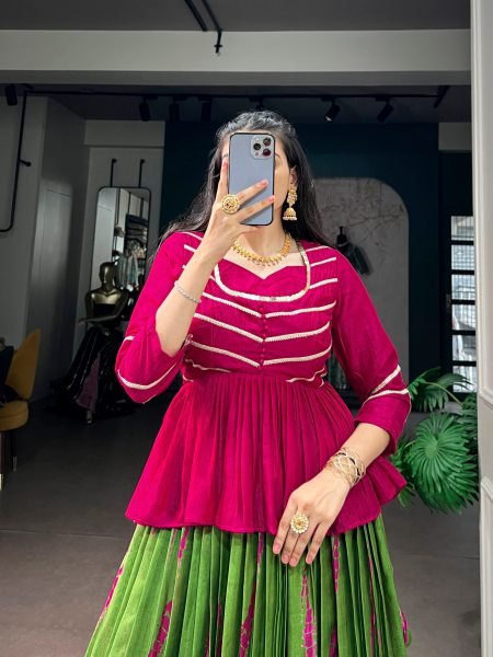 Ingenious Dola Silk Shibori Print Lehenga with Rich Zari Weaving Border For Navrati Collection Navratri Lehnega Choli