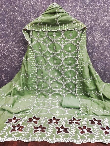 Ingenious  Green PV Vichitra Silk Kurti with Multi Work and Santoon Bottom Color Set Matching Dress Material Wholesale